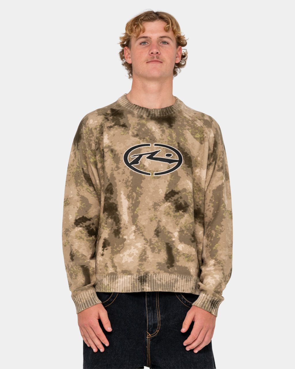 Mens Camo Ice Printed Crew Neck