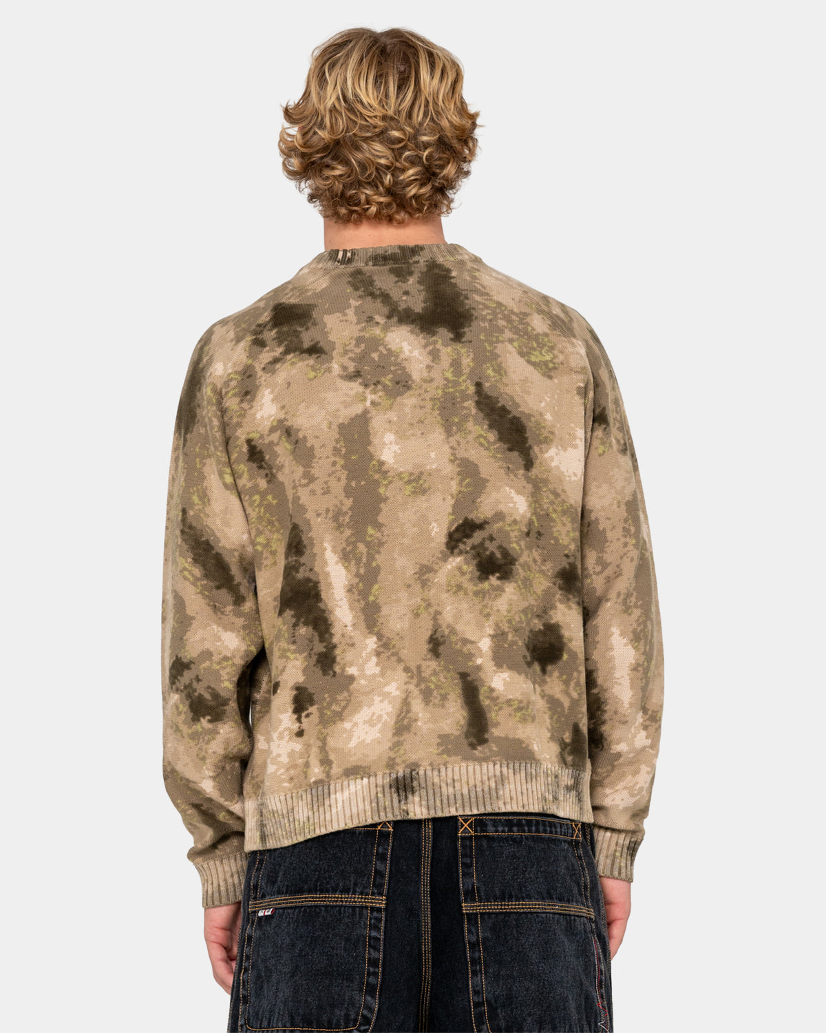 Mens Camo Ice Printed Crew Neck