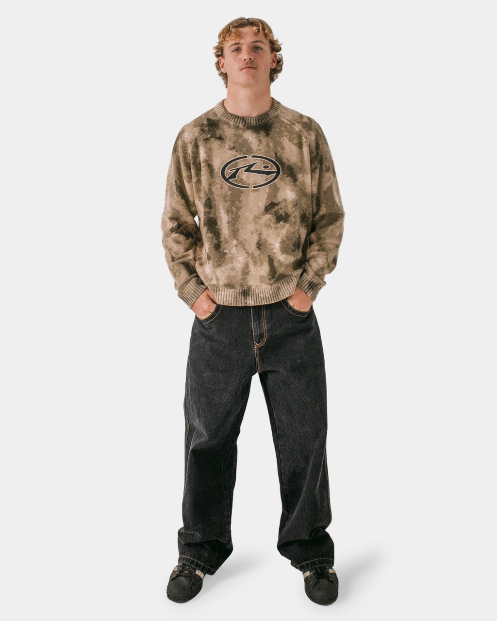 Mens Camo Ice Printed Crew Neck