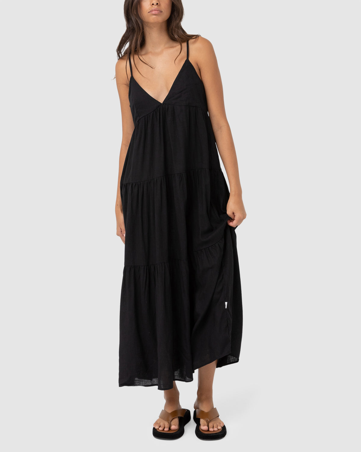 WOMENS CLASSIC TIERED MIDI DRESS