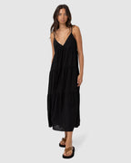 WOMENS CLASSIC TIERED MIDI DRESS