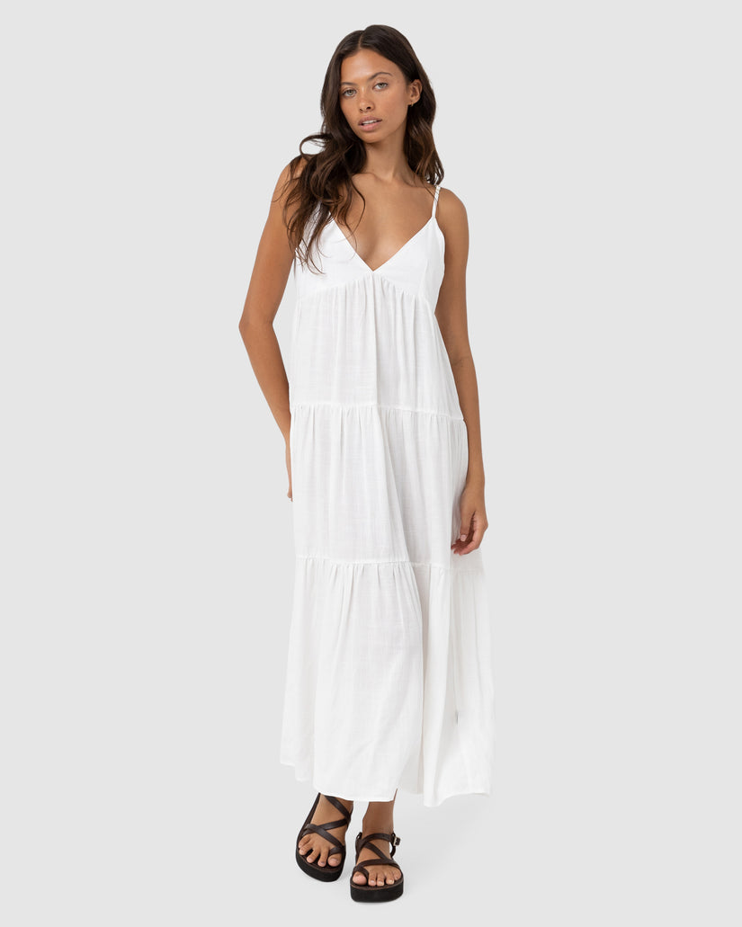 WOMENS CLASSIC TIERED MIDI DRESS