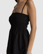 WOMENS CLASSIC SHIRRED MINI DRESS