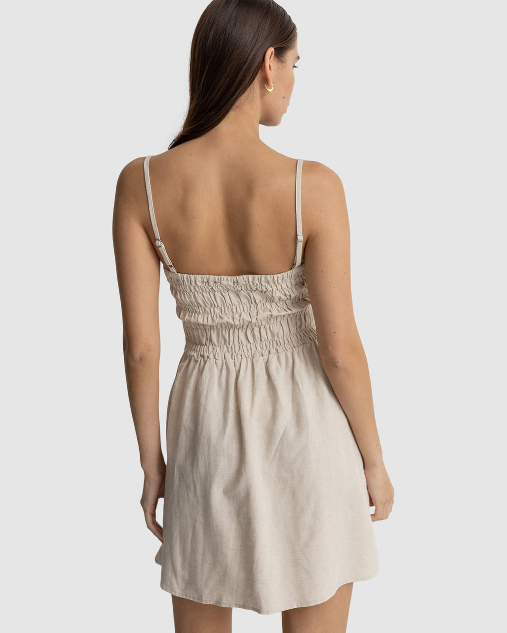 WOMENS CLASSIC SHIRRED MINI DRESS