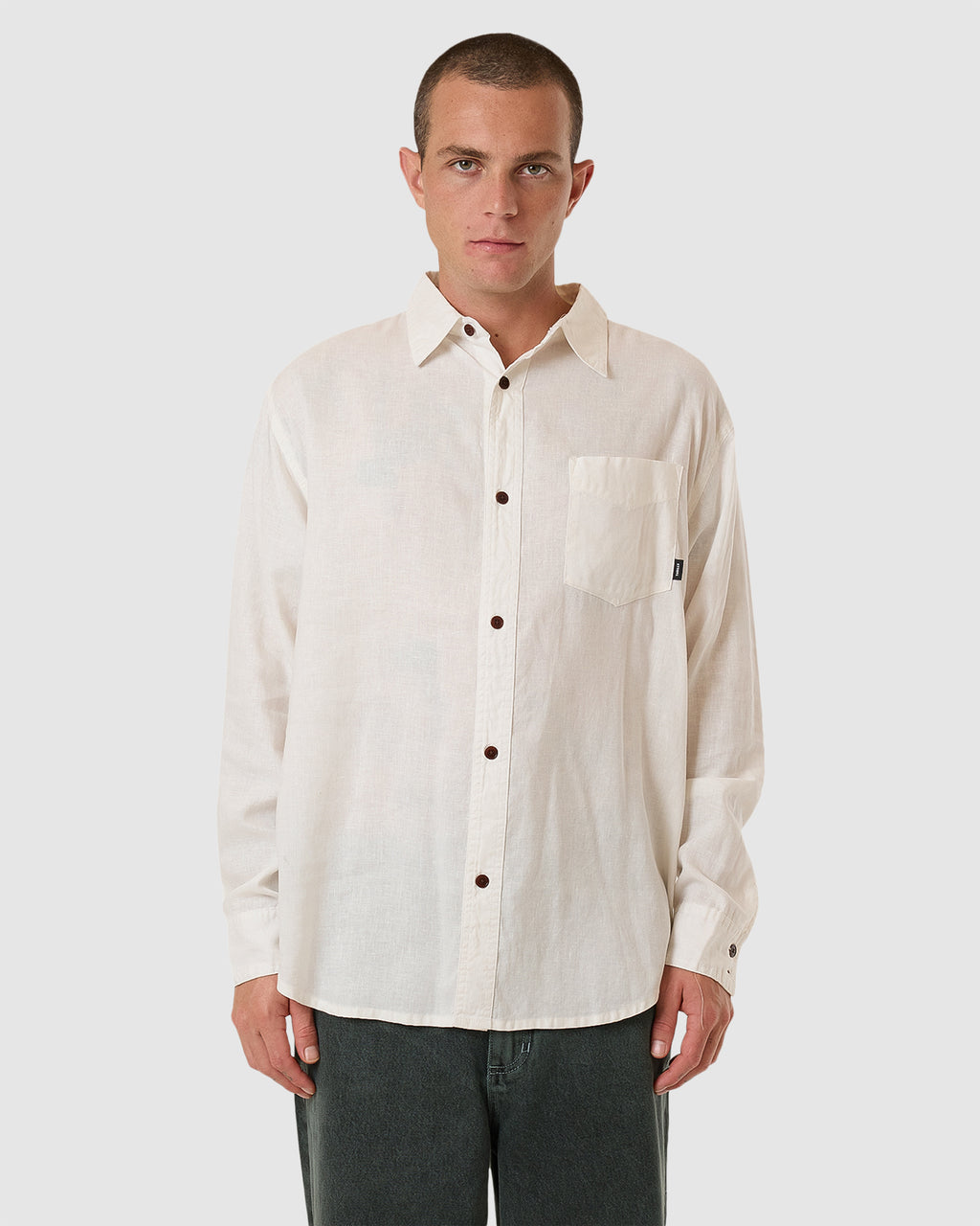 MENS HEMP MINIMAL THRILLS OVERSIZED LONG SLEEVE SHIRT