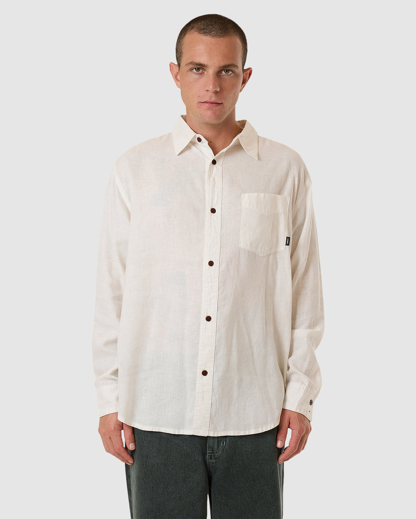 MENS HEMP MINIMAL THRILLS OVERSIZED LONG SLEEVE SHIRT