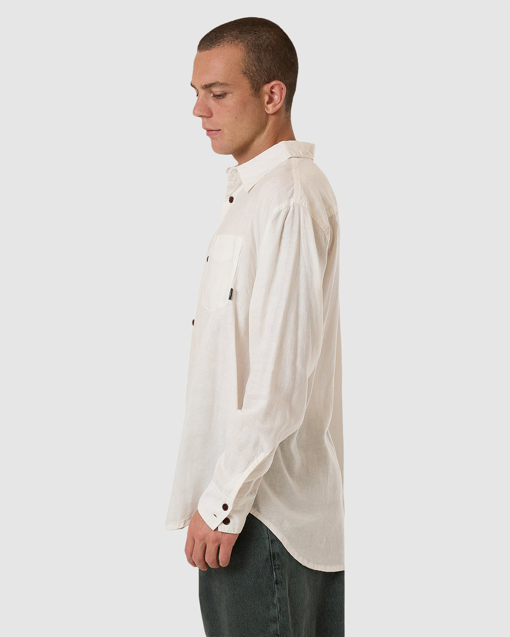 MENS HEMP MINIMAL THRILLS OVERSIZED LONG SLEEVE SHIRT