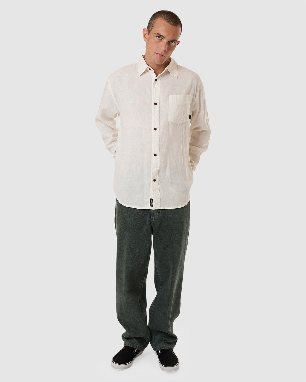 MENS HEMP MINIMAL THRILLS OVERSIZED LONG SLEEVE SHIRT