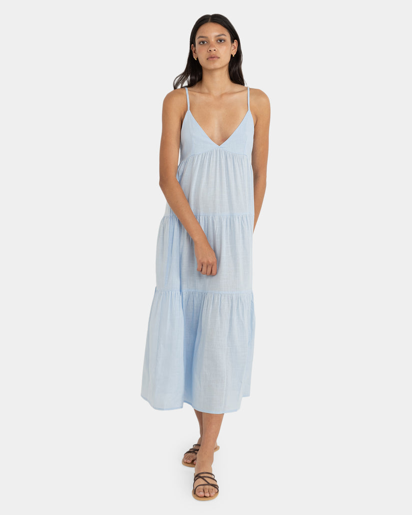 WOMENS CLASSIC TIERED MIDI DRESS