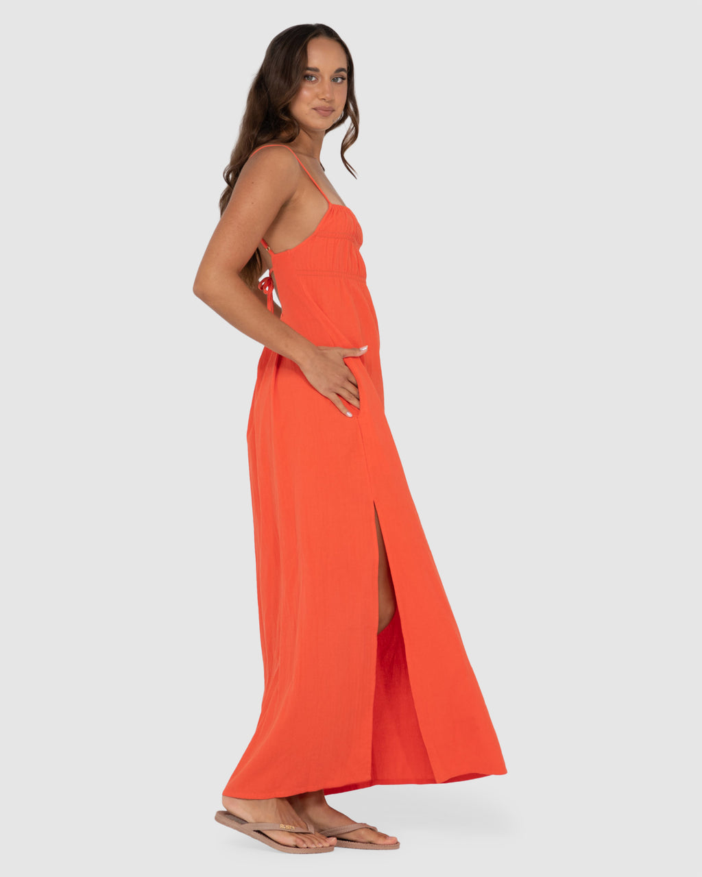 WOMENS SICILY SHIRRED MAXI DRESS