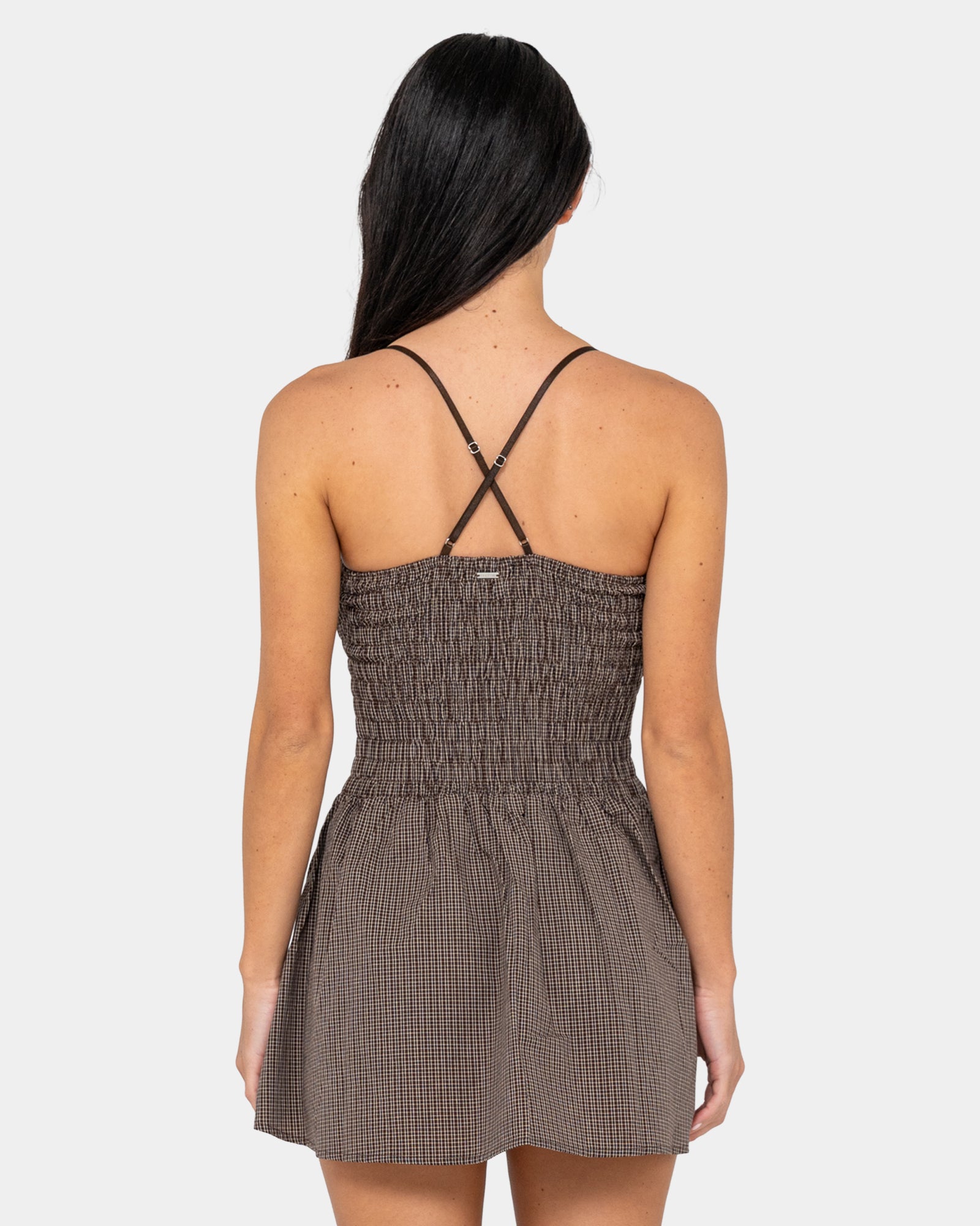 Womens Mini Smocked Mini Dress
