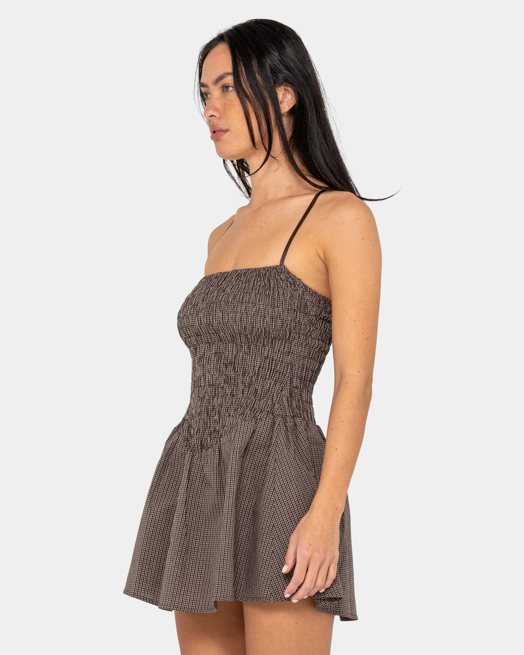 Womens Mini Smocked Mini Dress