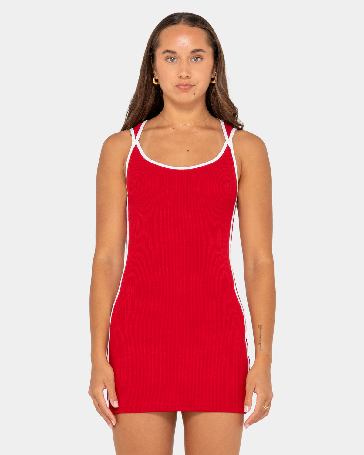 Womens Ashley Ribbed Mini Dress
