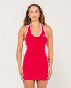 Womens Racey Red Halter Neck Dress