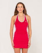 Womens Racey Red Halter Neck Mini Dress
