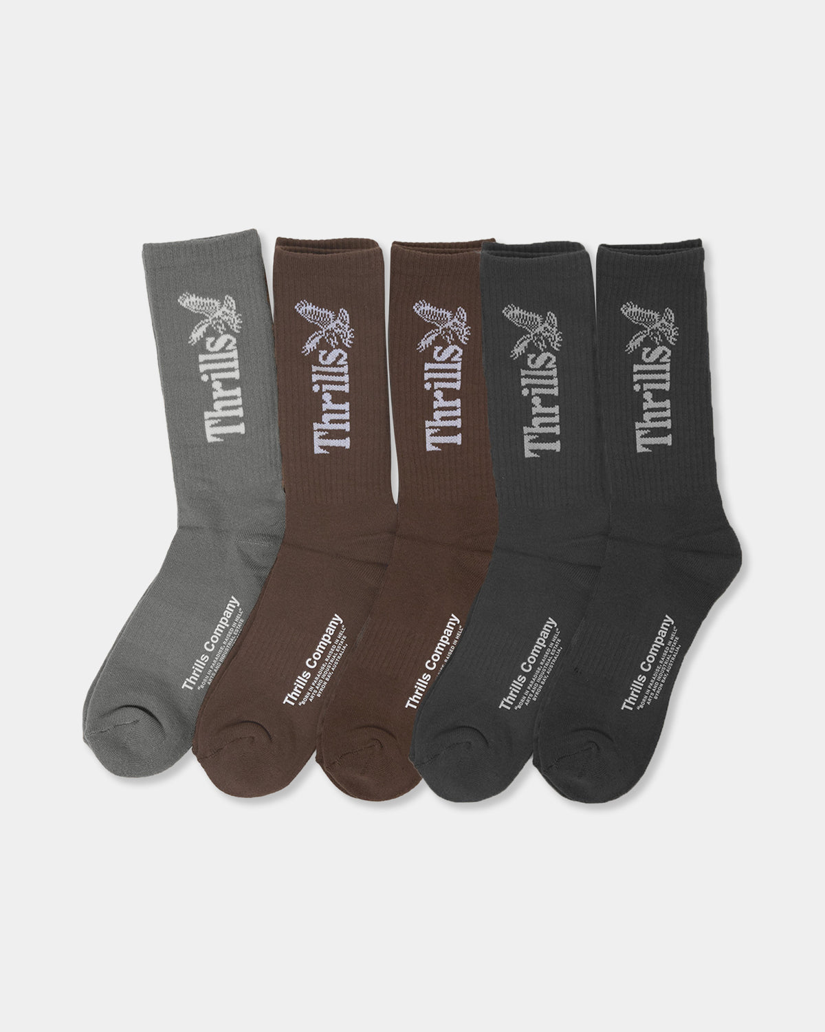 Mens Thrills Workwear 5 Pack Crew Socks
