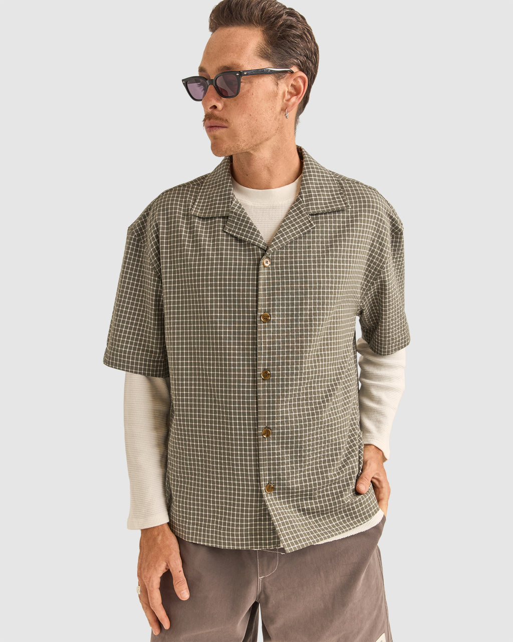 MENS RELAXED CHECK SHORT SLEEVE SHIRT