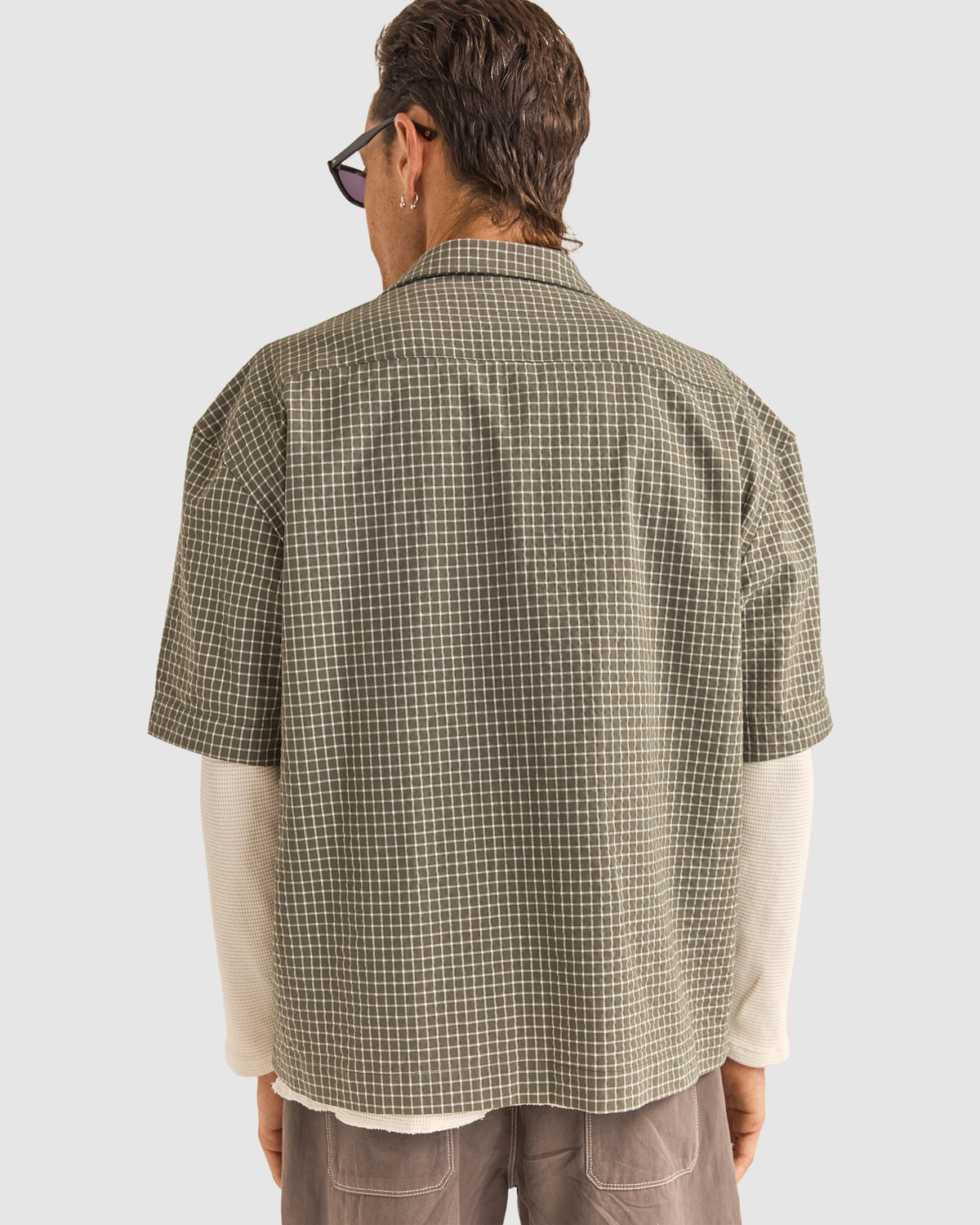 MENS RELAXED CHECK SHORT SLEEVE SHIRT