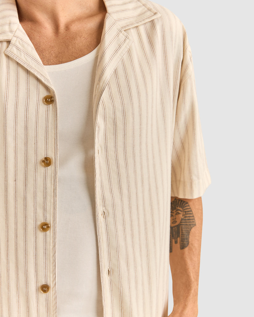 MENS RELAXED STRIPE SHORT SLEEVE SHIRT