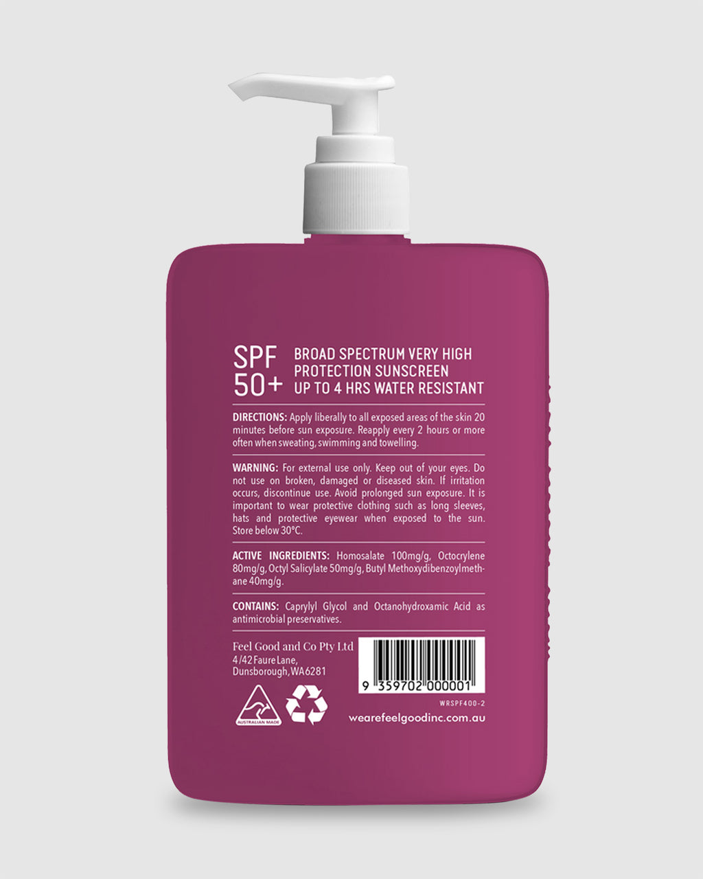 Wild Rosella Sunscreen Lotion 400ml Sunscreen