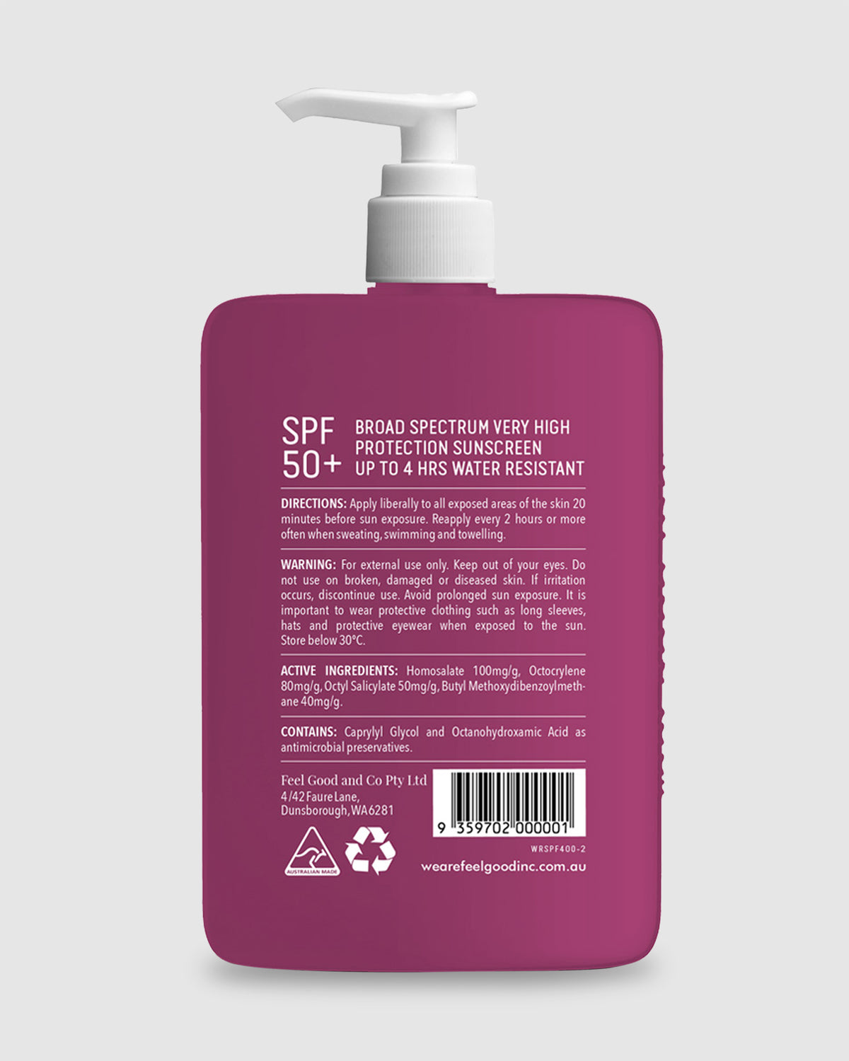 Wild Rosella Sunscreen Lotion 400ml Sunscreen
