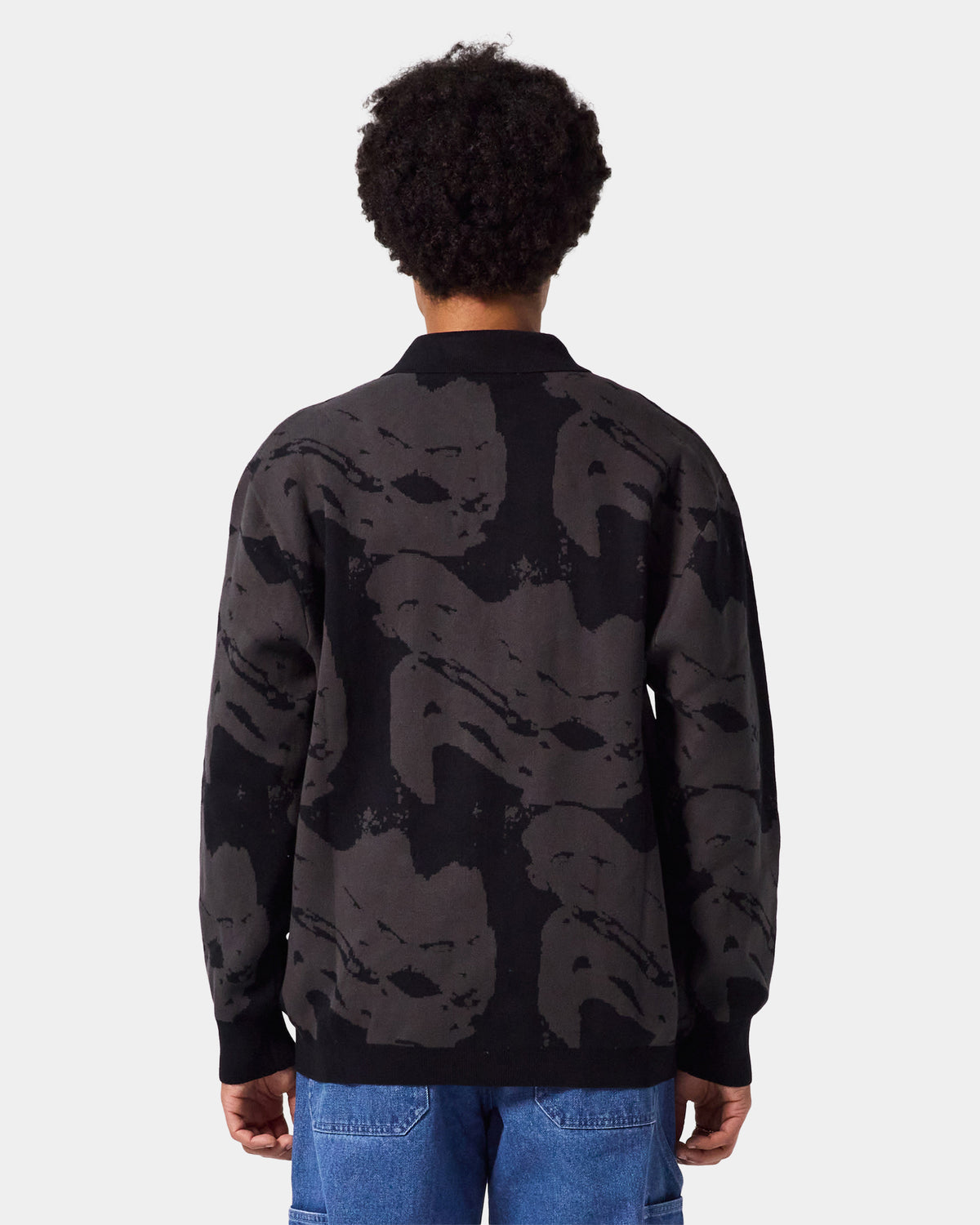 MENS DISTORT LONG SLEEVE KNIT POLO
