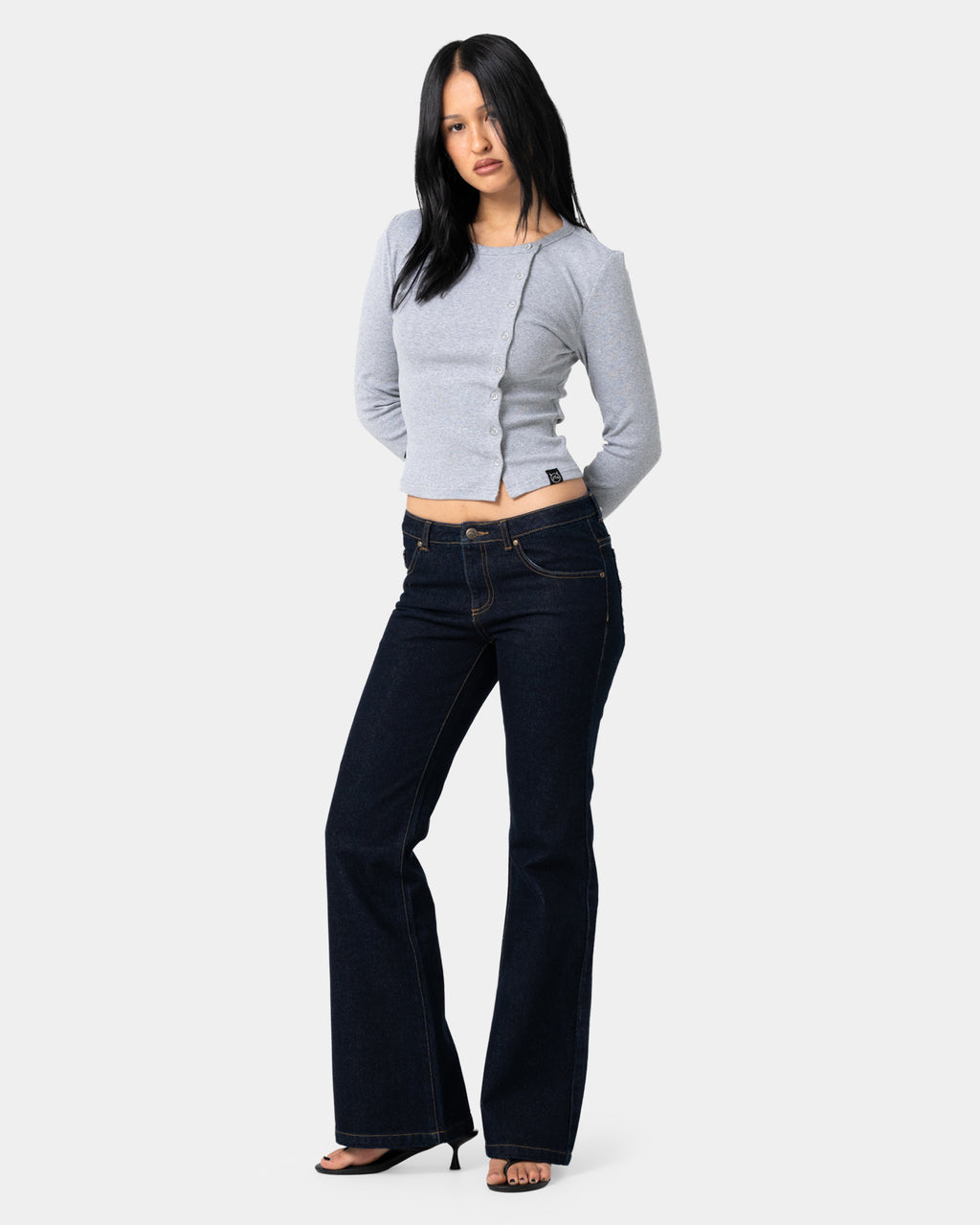 Womens Button Up Long Sleeve Top