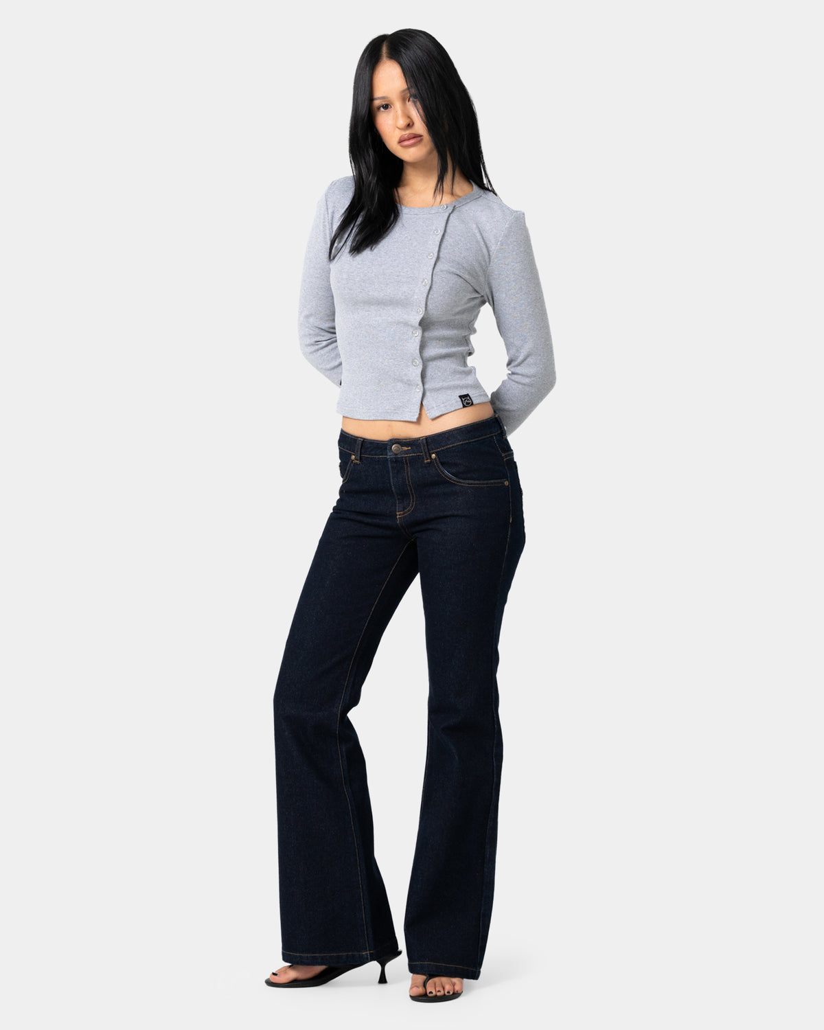Womens Button Up Long Sleeve Top