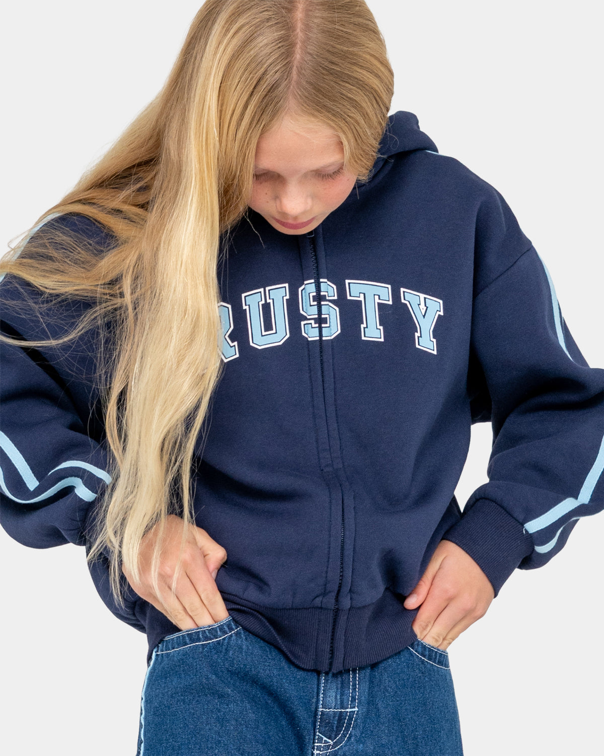 Girls 8-16 Team Varsity Zip Up Hoodie