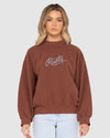 WOMENS RUSTY SCRIPT OVERSIZE CREW NECK FLEECE