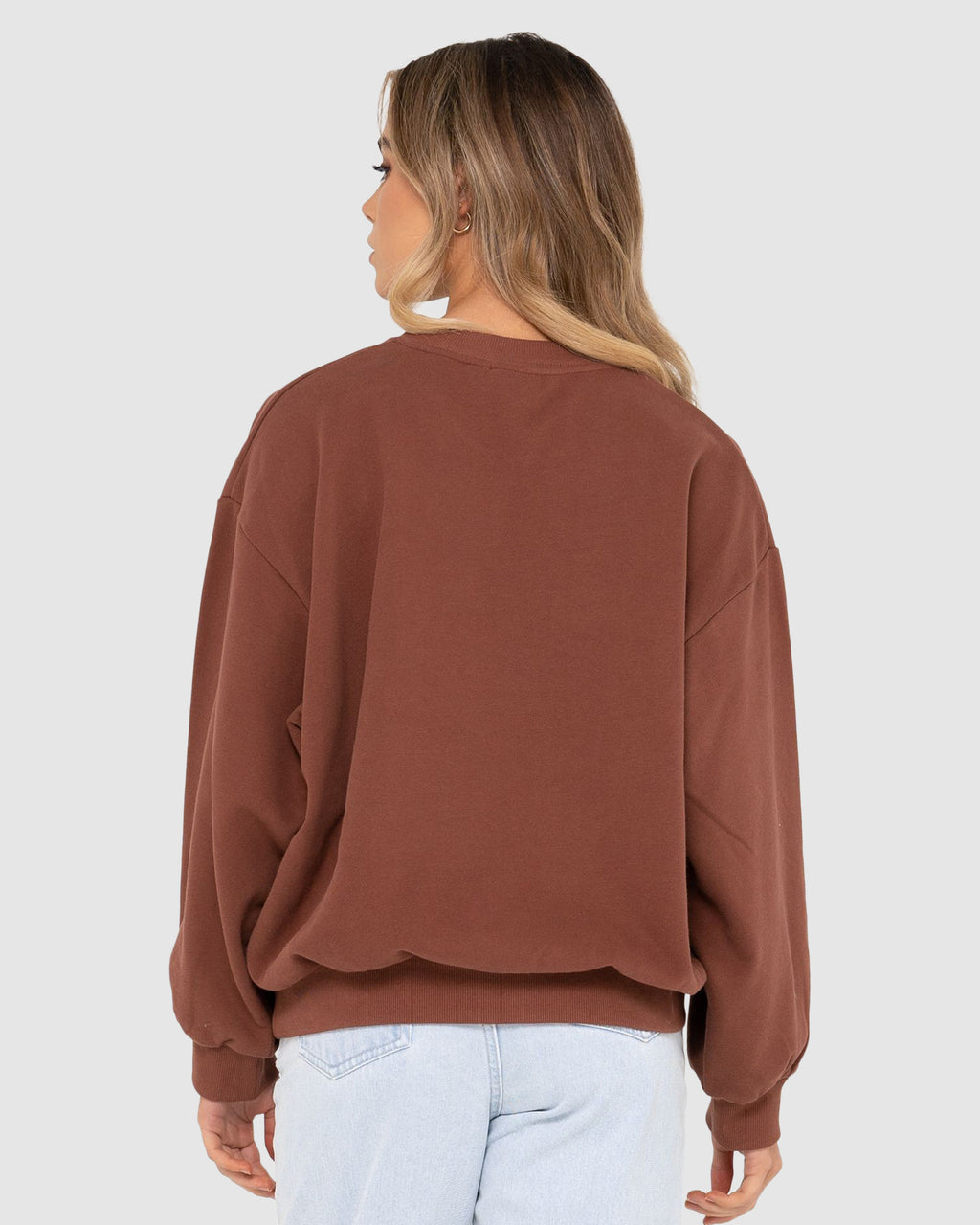 WOMENS RUSTY SCRIPT OVERSIZE CREW NECK FLEECE