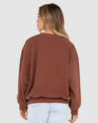 WOMENS RUSTY SCRIPT OVERSIZE CREW NECK FLEECE