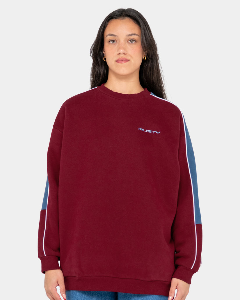 WOMENS TWO TIMER PANELLED CREW FLEECE