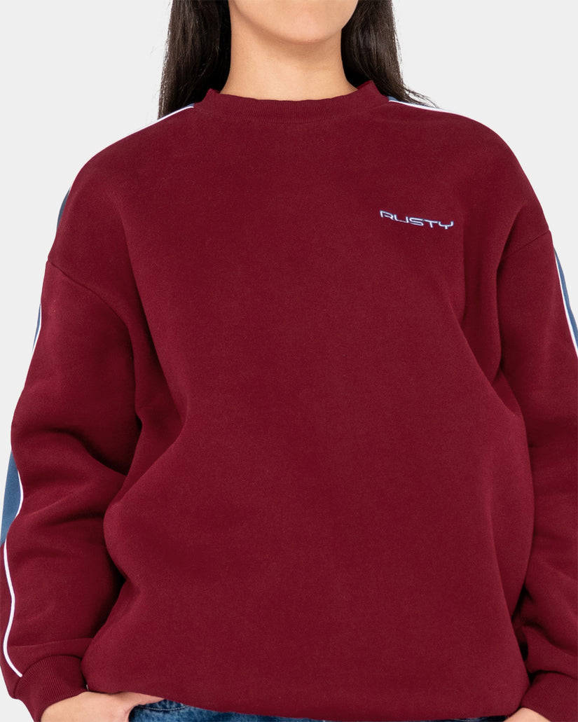 WOMENS TWO TIMER PANELLED CREW FLEECE
