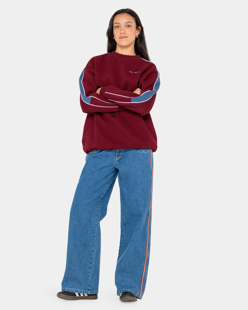 WOMENS TWO TIMER PANELLED CREW FLEECE