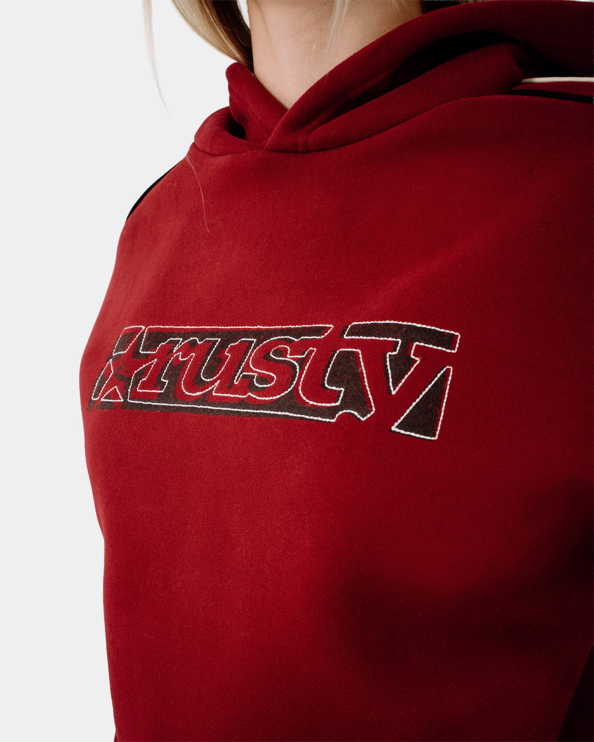 Womens Red Raw Archival Oversized Pullover Hoodie