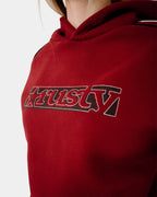 Womens Red Raw Archival Oversized Pullover Hoodie