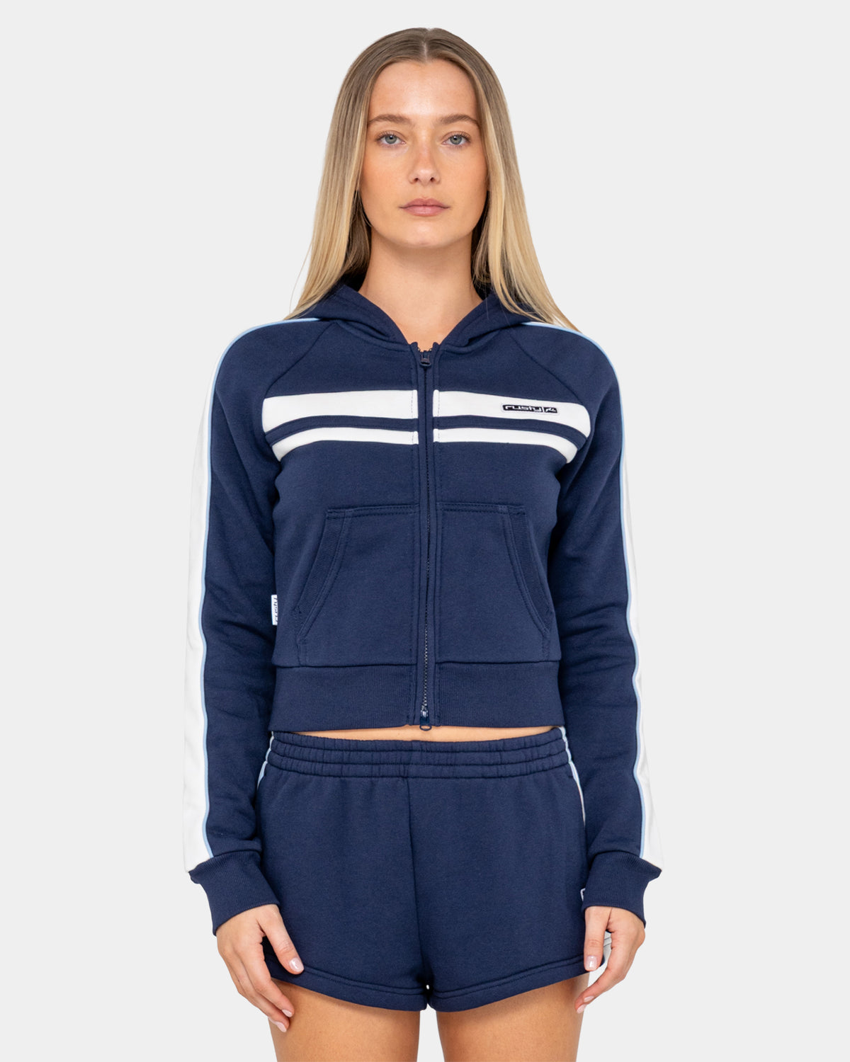 Womens Retro Lines Zip Up Hoodie