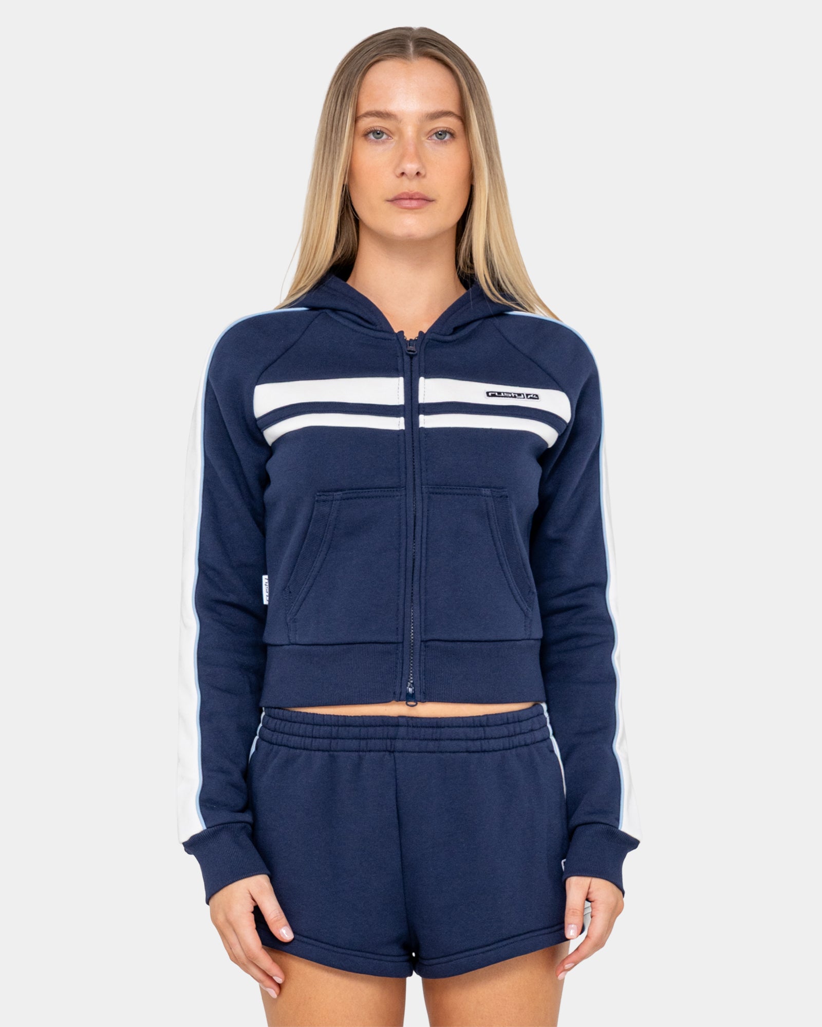 Womens Retro Lines Zip Up Hoodie