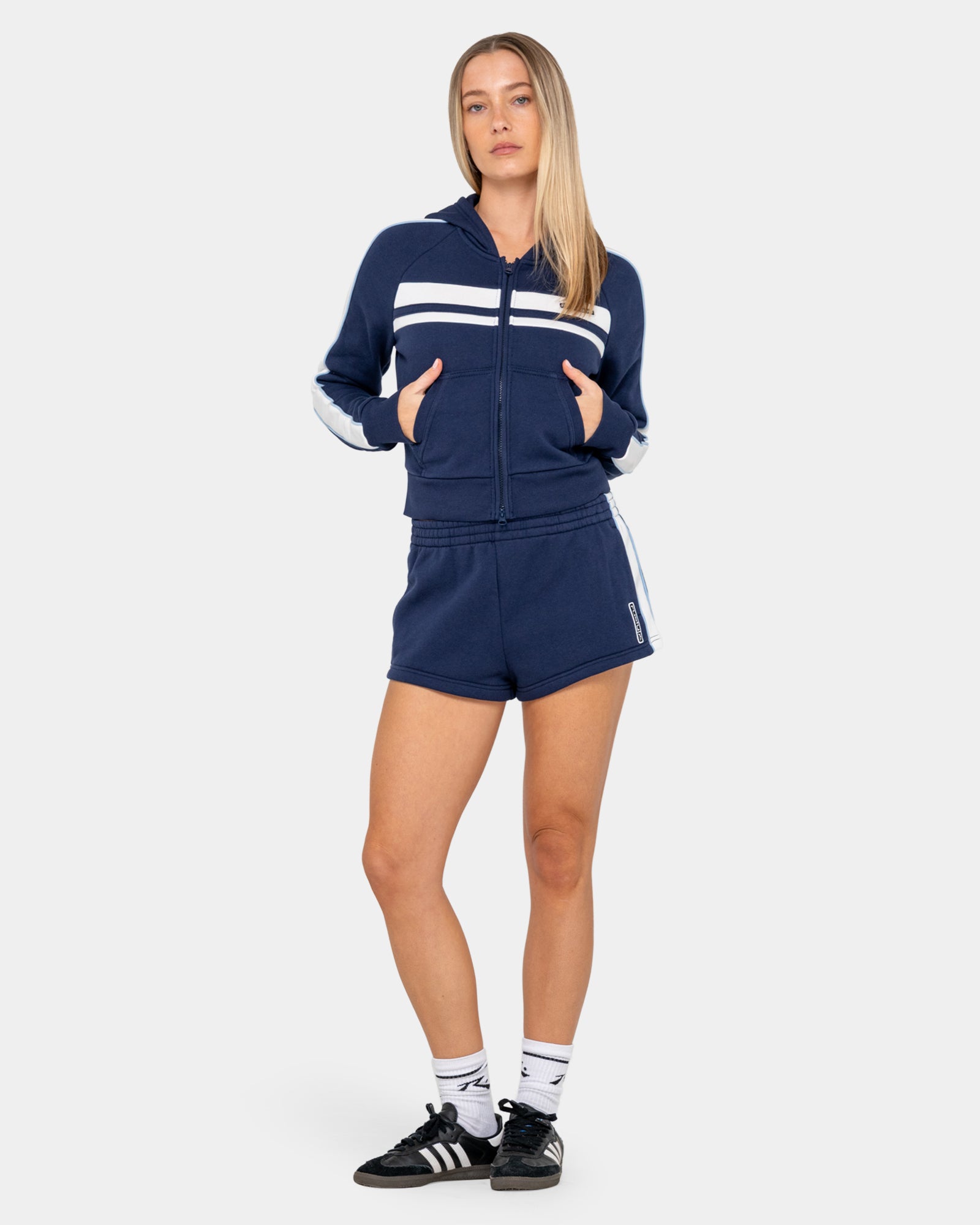 Womens Retro Lines Zip Up Hoodie
