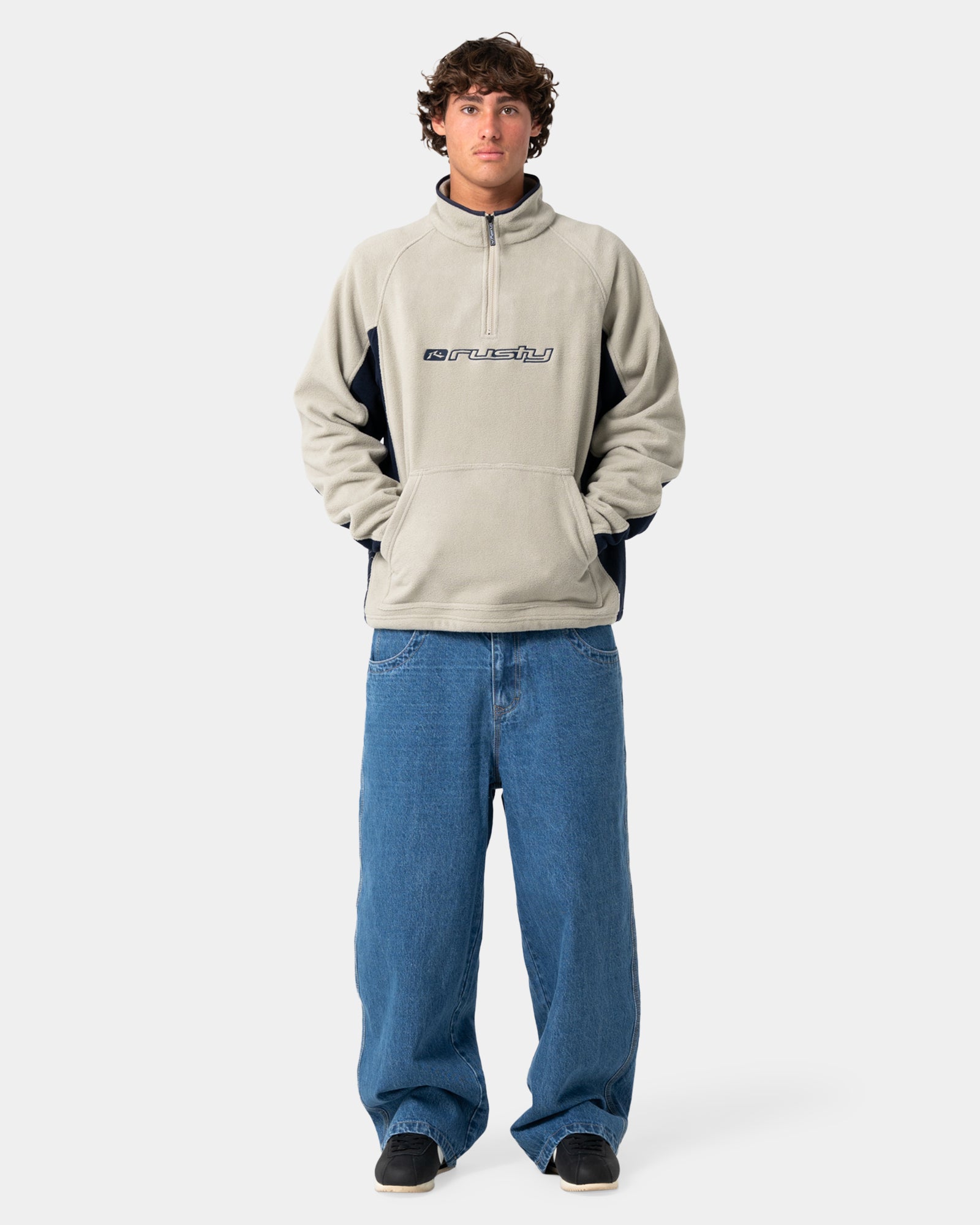 Mens Blizzard Quarter Zip Polar Fleece Jumper