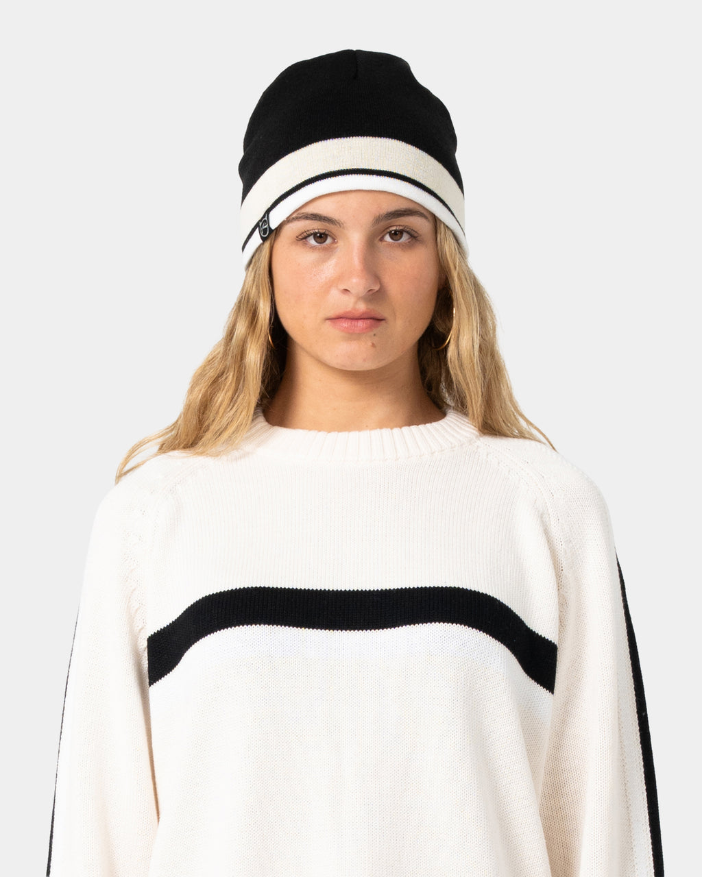 White Lines Reversible Beanie