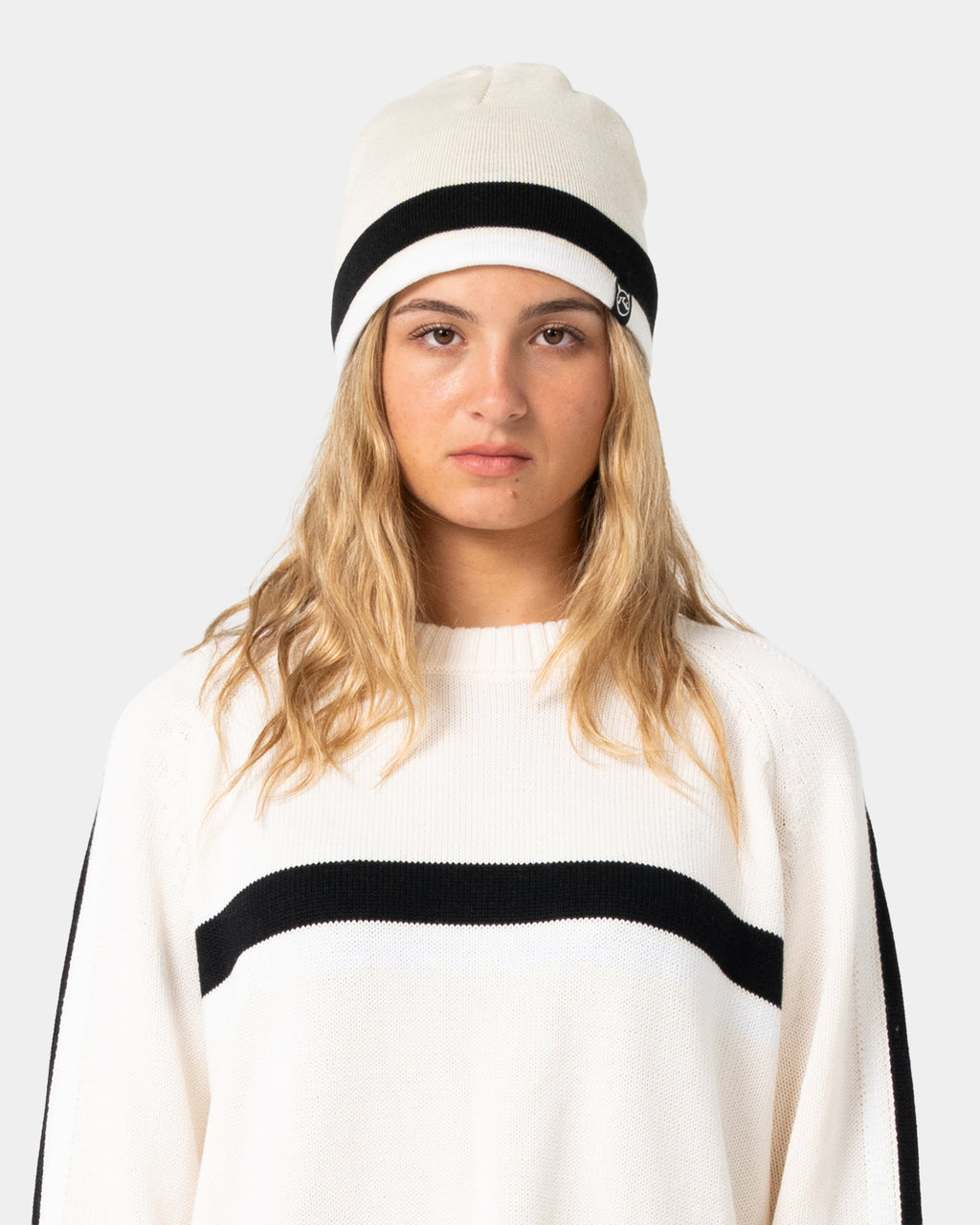 White Lines Reversible Beanie