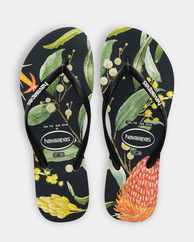 Womens Slim Bush Flower Thongs