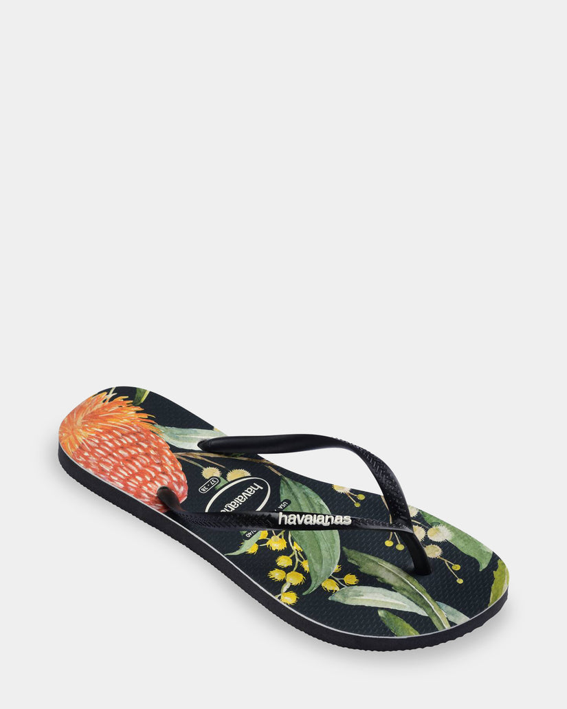 Womens Slim Bush Flower Thongs