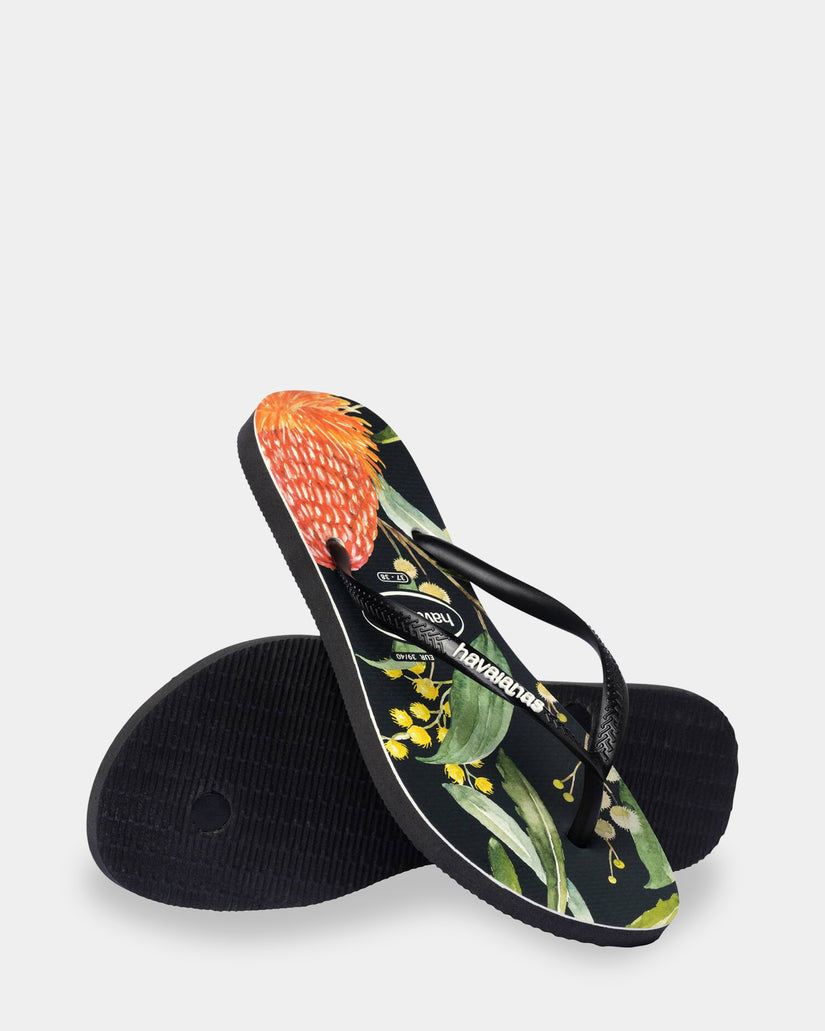 Womens Slim Bush Flower Thongs