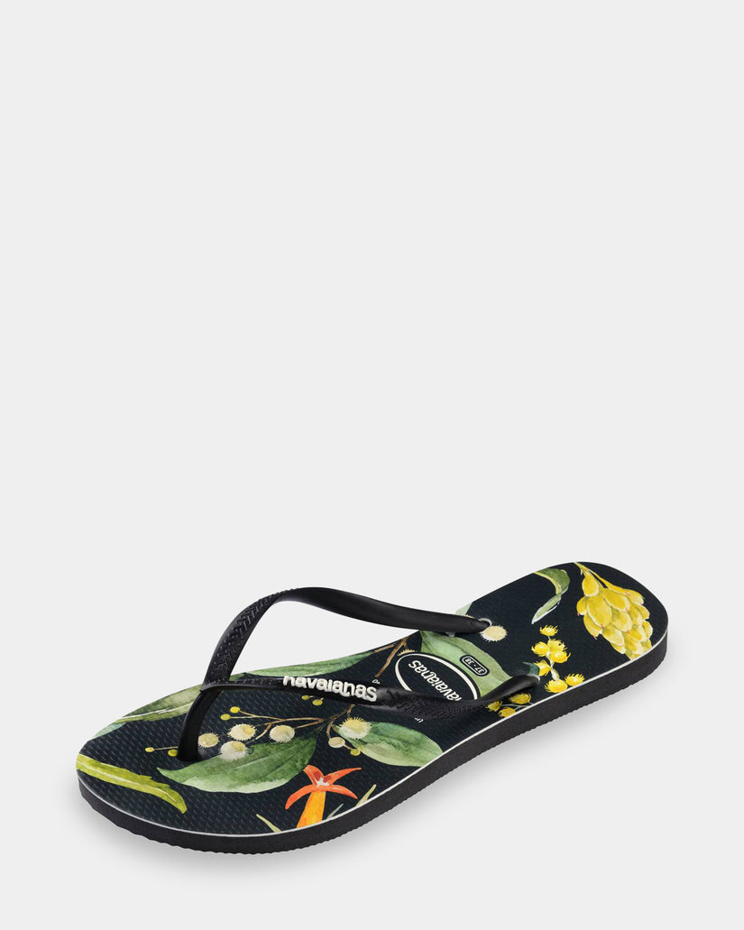 Womens Slim Bush Flower Thongs