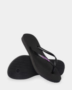 Womens Slim Rubber Logo Thongs