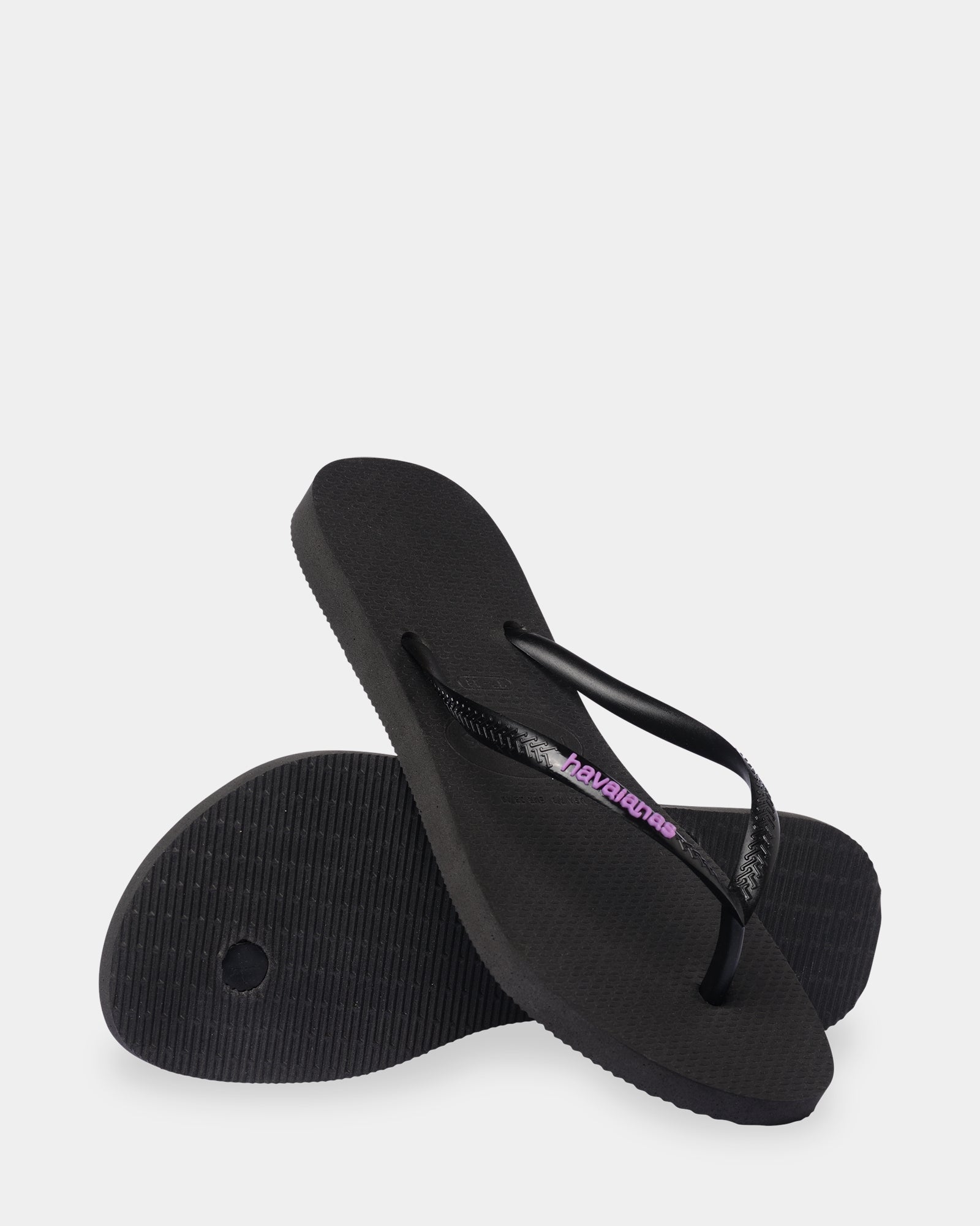 Womens Slim Rubber Logo Thongs