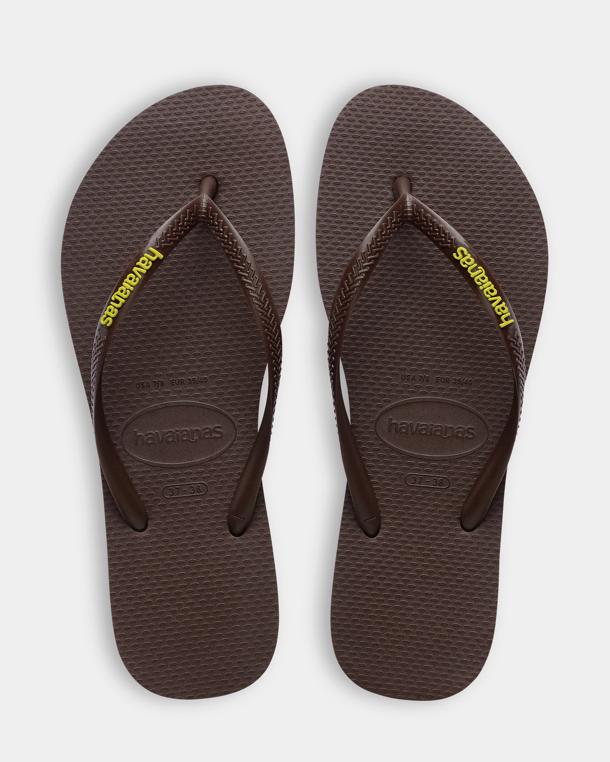 Womens Slim Rubber Logo Thongs